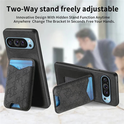 For Google Pixel 9 Pro XL Case Imprinted Pattern Card Holder Kickstand Leather Back Cover