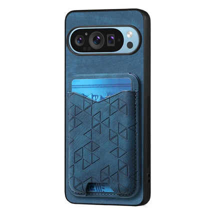 For Google Pixel 9 Pro XL Case Imprinted Pattern Card Holder Kickstand Leather Back Cover