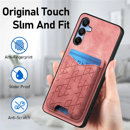 For Samsung Galaxy A15 4G / 5G Case Imprinted Pattern Card Holder Kickstand Leather Back Cover