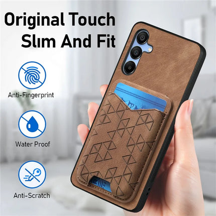 For Samsung Galaxy A15 4G / 5G Case Imprinted Pattern Card Holder Kickstand Leather Back Cover