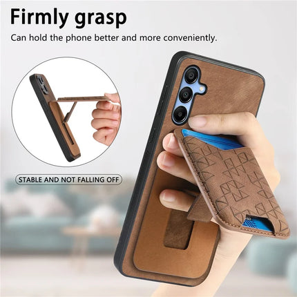 For Samsung Galaxy A15 4G / 5G Case Imprinted Pattern Card Holder Kickstand Leather Back Cover