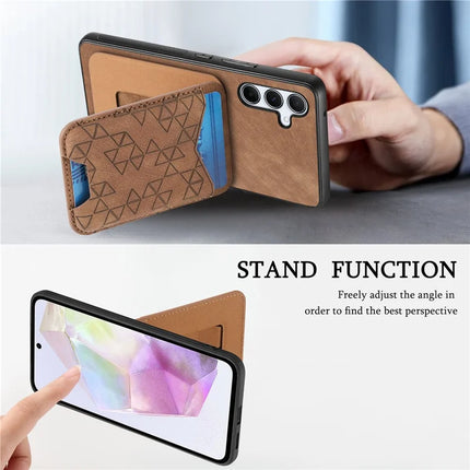 For Samsung Galaxy A35 5G Case Imprinted Pattern Card Holder Kickstand Leather Back Cover