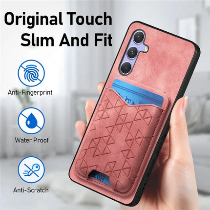 For Samsung Galaxy A54 5G Case Imprinted Pattern Card Holder Kickstand Leather Back Cover