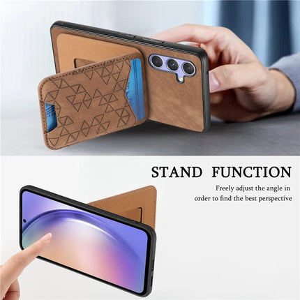 For Samsung Galaxy A54 5G Case Imprinted Pattern Card Holder Kickstand Leather Back Cover