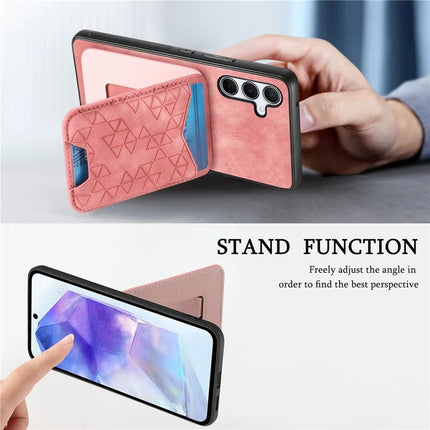 For Samsung Galaxy A55 5G Case Imprinted Pattern Card Holder Kickstand Leather Back Cover