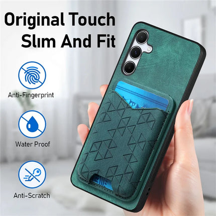 For Samsung Galaxy A55 5G Case Imprinted Pattern Card Holder Kickstand Leather Back Cover