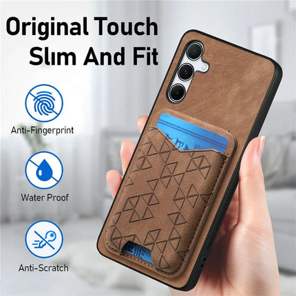 For Samsung Galaxy A55 5G Case Imprinted Pattern Card Holder Kickstand Leather Back Cover
