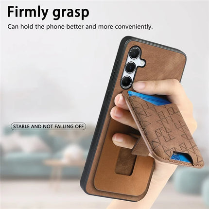 For Samsung Galaxy A55 5G Case Imprinted Pattern Card Holder Kickstand Leather Back Cover