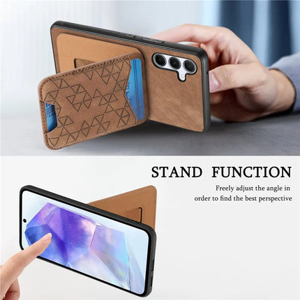 For Samsung Galaxy A55 5G Case Imprinted Pattern Card Holder Kickstand Leather Back Cover