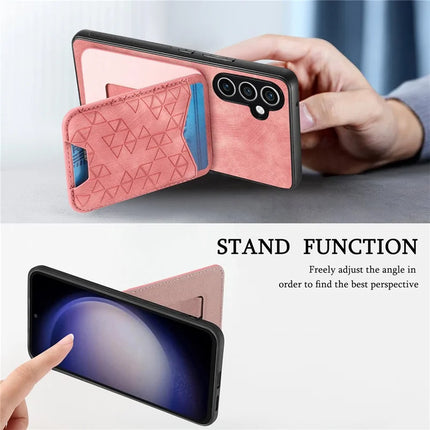 For Samsung Galaxy S23 FE Case Imprinted Pattern Card Holder Kickstand Leather Back Cover
