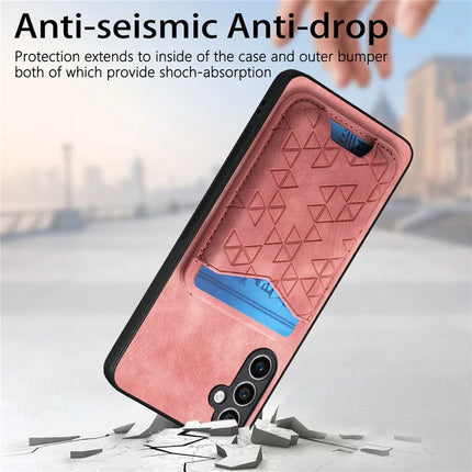 For Samsung Galaxy S23 FE Case Imprinted Pattern Card Holder Kickstand Leather Back Cover