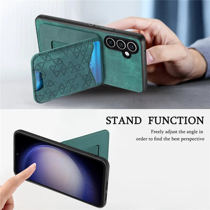 For Samsung Galaxy S23 FE Case Imprinted Pattern Card Holder Kickstand Leather Back Cover