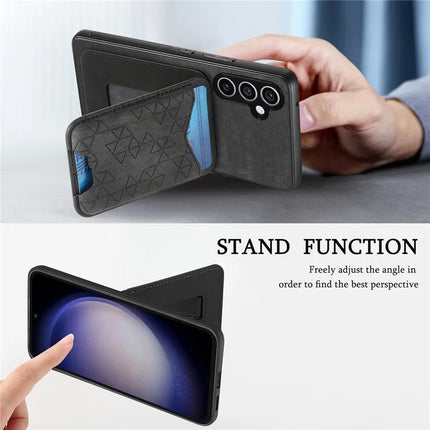 For Samsung Galaxy S23 FE Case Imprinted Pattern Card Holder Kickstand Leather Back Cover