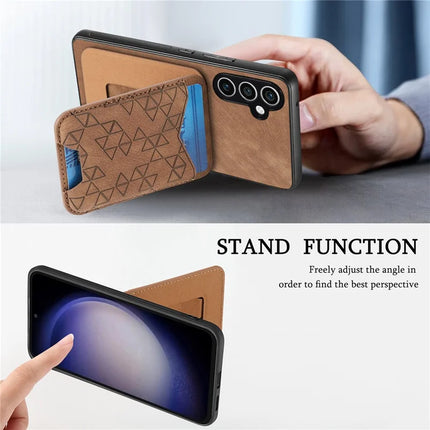 For Samsung Galaxy S23 FE Case Imprinted Pattern Card Holder Kickstand Leather Back Cover