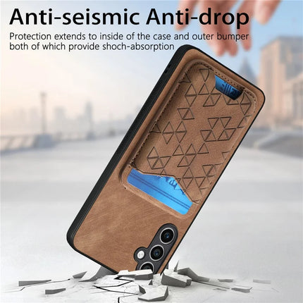 For Samsung Galaxy S23 FE Case Imprinted Pattern Card Holder Kickstand Leather Back Cover
