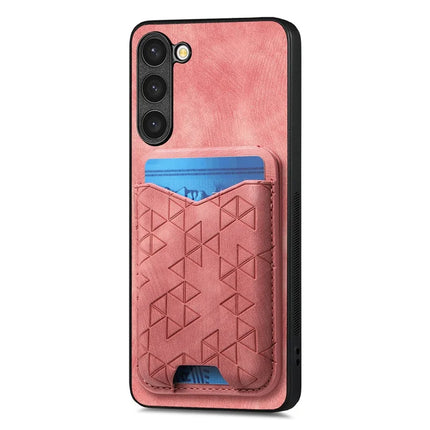 For Samsung Galaxy S23+ Case Imprinted Pattern Card Holder Kickstand Leather Back Cover