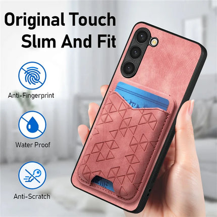 For Samsung Galaxy S23+ Case Imprinted Pattern Card Holder Kickstand Leather Back Cover