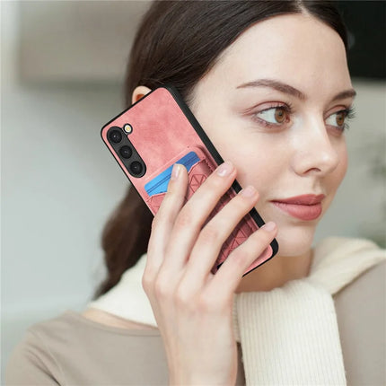 For Samsung Galaxy S23+ Case Imprinted Pattern Card Holder Kickstand Leather Back Cover