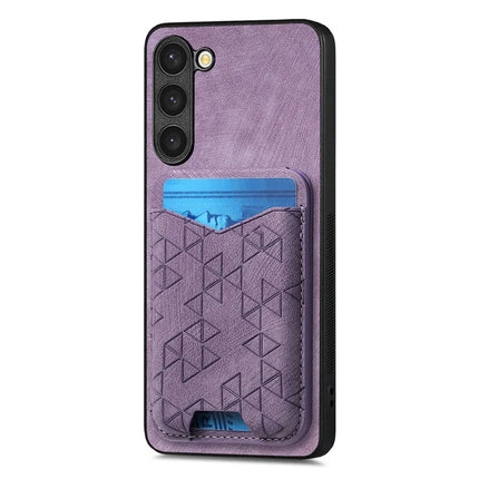 For Samsung Galaxy S23+ Case Imprinted Pattern Card Holder Kickstand Leather Back Cover