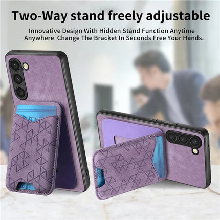 For Samsung Galaxy S23+ Case Imprinted Pattern Card Holder Kickstand Leather Back Cover
