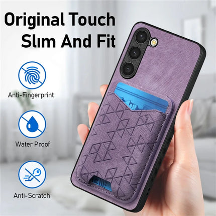 For Samsung Galaxy S23+ Case Imprinted Pattern Card Holder Kickstand Leather Back Cover