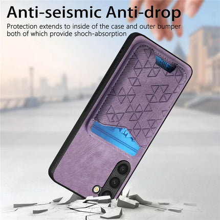 For Samsung Galaxy S23+ Case Imprinted Pattern Card Holder Kickstand Leather Back Cover