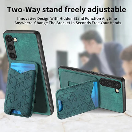 For Samsung Galaxy S23+ Case Imprinted Pattern Card Holder Kickstand Leather Back Cover