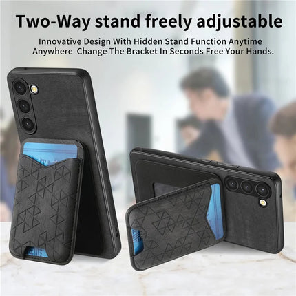 For Samsung Galaxy S23+ Case Imprinted Pattern Card Holder Kickstand Leather Back Cover