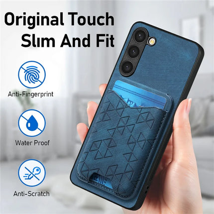 For Samsung Galaxy S23+ Case Imprinted Pattern Card Holder Kickstand Leather Back Cover