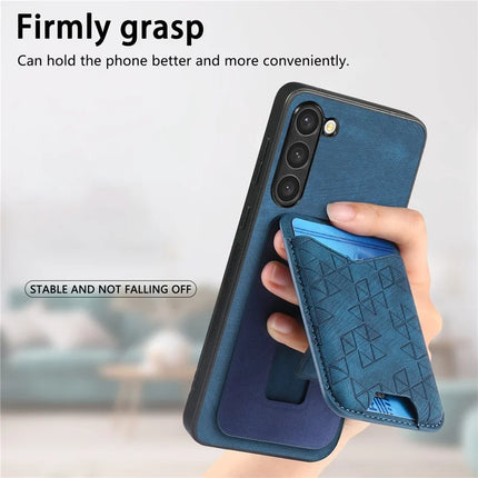 For Samsung Galaxy S23+ Case Imprinted Pattern Card Holder Kickstand Leather Back Cover