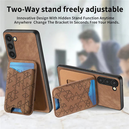 For Samsung Galaxy S23+ Case Imprinted Pattern Card Holder Kickstand Leather Back Cover