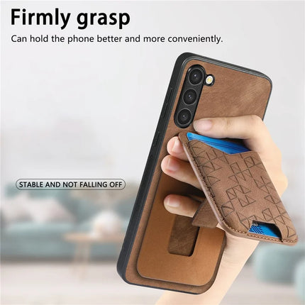 For Samsung Galaxy S23+ Case Imprinted Pattern Card Holder Kickstand Leather Back Cover