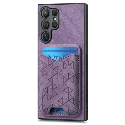 For Samsung Galaxy S23 Ultra Case Imprinted Pattern Card Holder Kickstand Leather Back Cover