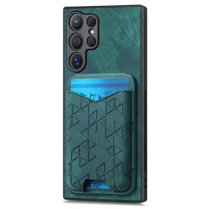 For Samsung Galaxy S23 Ultra Case Imprinted Pattern Card Holder Kickstand Leather Back Cover