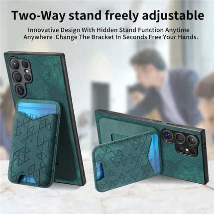 For Samsung Galaxy S23 Ultra Case Imprinted Pattern Card Holder Kickstand Leather Back Cover