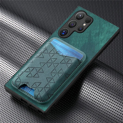 For Samsung Galaxy S23 Ultra Case Imprinted Pattern Card Holder Kickstand Leather Back Cover