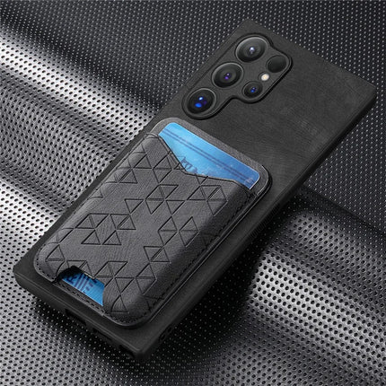 For Samsung Galaxy S23 Ultra Case Imprinted Pattern Card Holder Kickstand Leather Back Cover