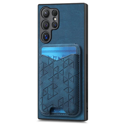 For Samsung Galaxy S23 Ultra Case Imprinted Pattern Card Holder Kickstand Leather Back Cover