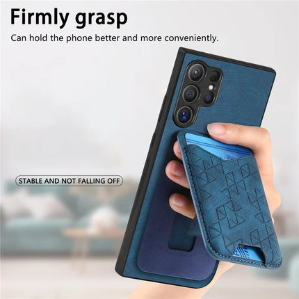 For Samsung Galaxy S23 Ultra Case Imprinted Pattern Card Holder Kickstand Leather Back Cover