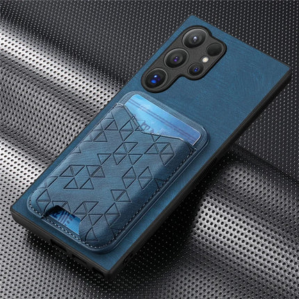For Samsung Galaxy S23 Ultra Case Imprinted Pattern Card Holder Kickstand Leather Back Cover