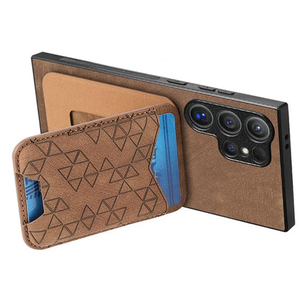 For Samsung Galaxy S23 Ultra Case Imprinted Pattern Card Holder Kickstand Leather Back Cover