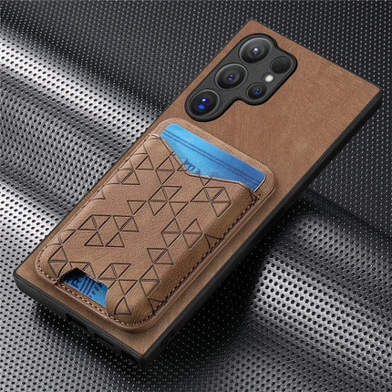 For Samsung Galaxy S23 Ultra Case Imprinted Pattern Card Holder Kickstand Leather Back Cover