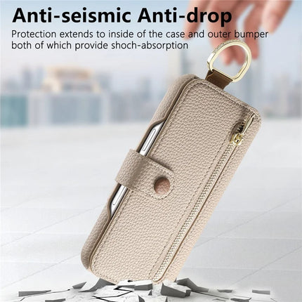 For iPhone 13 Case RFID Blocking Zipper Wallet PU Leather Mobile Cover
