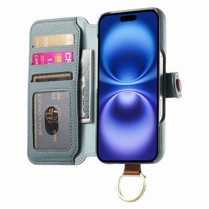 For iPhone 13 Case RFID Blocking Zipper Wallet PU Leather Mobile Cover