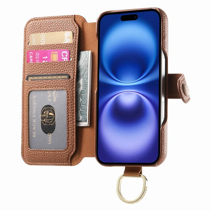 For iPhone 14 Case RFID Blocking Zipper Wallet PU Leather Mobile Cover
