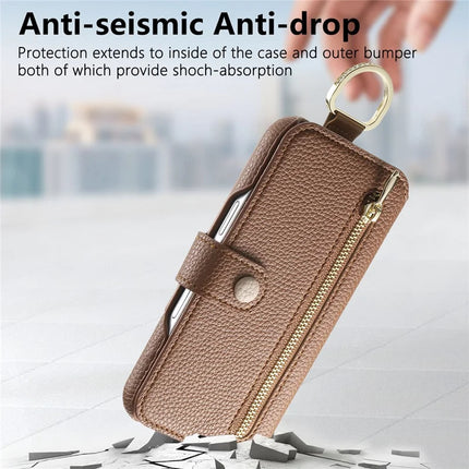 For iPhone 14 Case RFID Blocking Zipper Wallet PU Leather Mobile Cover
