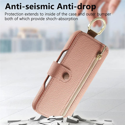 For iPhone 16 Pro Max Case RFID Blocking Zipper Wallet PU Leather Mobile Cover