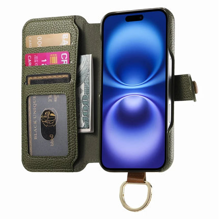 For iPhone 16 Pro Max Case RFID Blocking Zipper Wallet PU Leather Mobile Cover