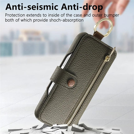 For iPhone 16 Pro Max Case RFID Blocking Zipper Wallet PU Leather Mobile Cover