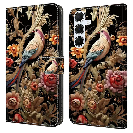 For Samsung Galaxy A16 5G  /  4G Case PU Leather Wallet Phone Cover with Stand - Vintage Flower and Bird